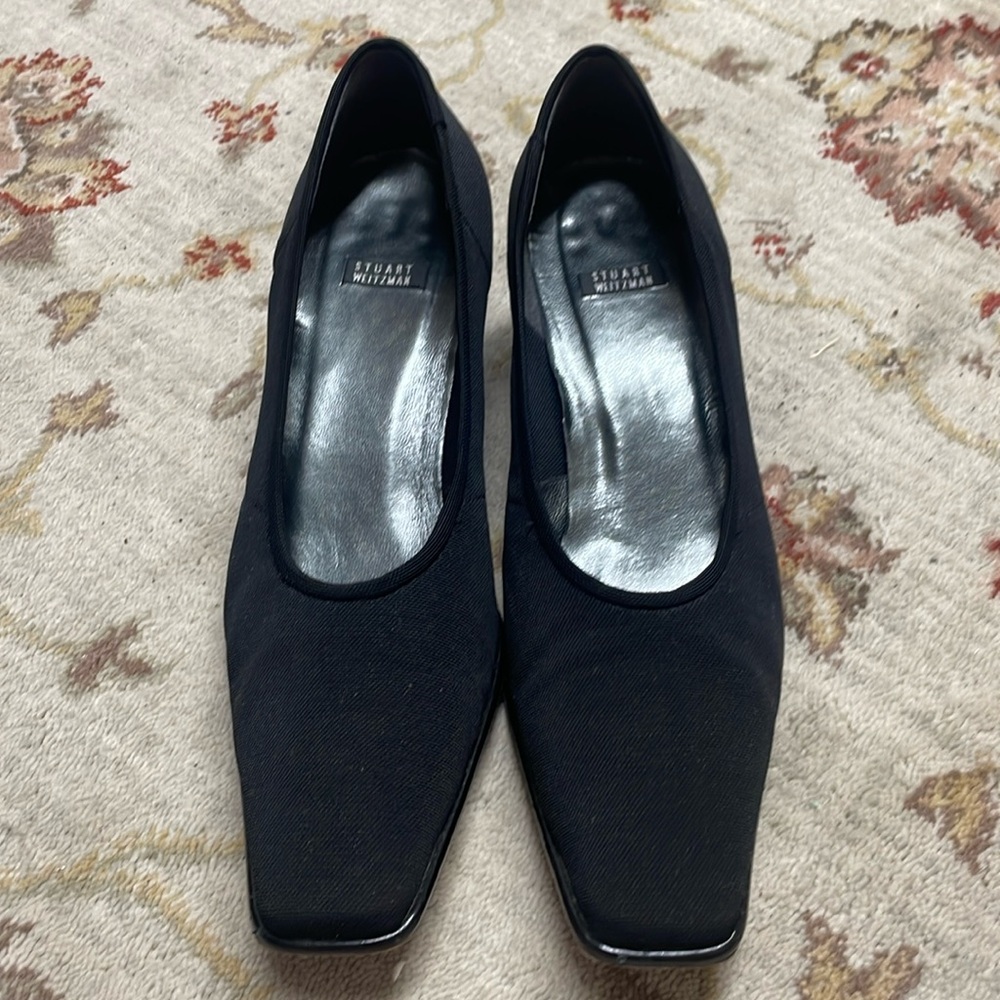 Stuart Weitzman black gauze netset heel